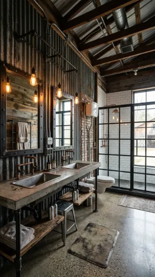 Industrial Style Barndominium Bathrooms