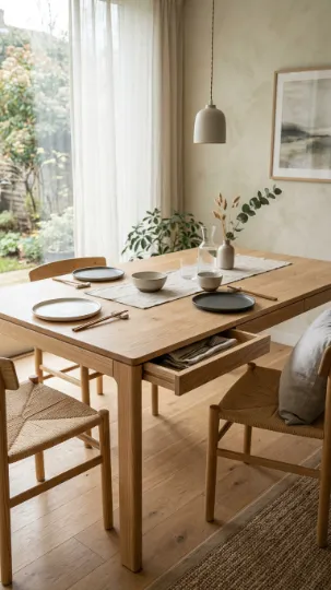 Japandi Table with Built-In Storage or Shelving