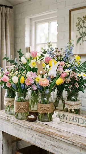 Mason Jar Bunny Bouquets