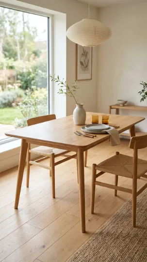 Minimalist Japandi Dining Table with Tapered Legs