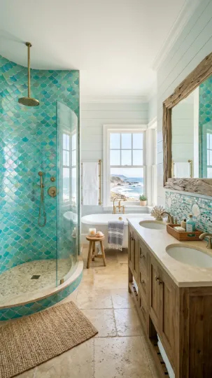 Ocean-Inaspired Bathrooms with Tile Magic
