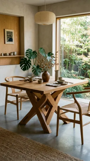 Sculptural Japandi Dining Table for Artistic Flair