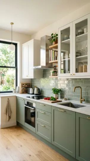 Small Space, Big Style Green + White for Tiny Kitchens