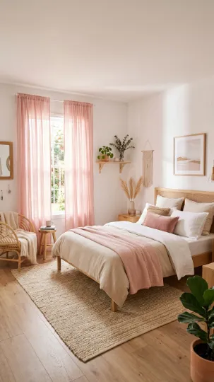 Soft Pink Drapes for Bedrooms with Natural Light