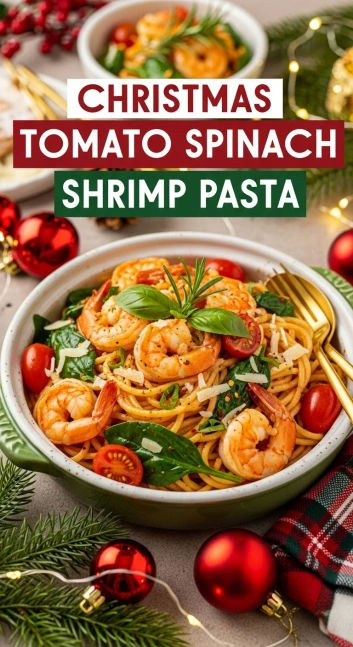Tomato Spinach Shrimp Pasta