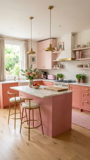 Two-Toned Pink Kitchen Color Schemes