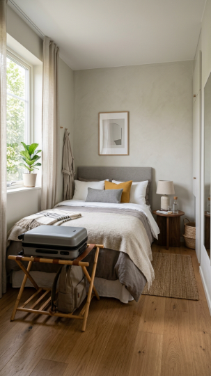 Use a Foldable Luggage Rack (Hotel-Style!)