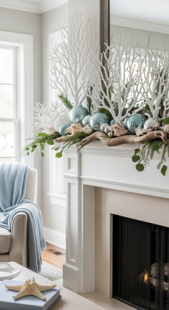 Coastal Christmas Mantel
