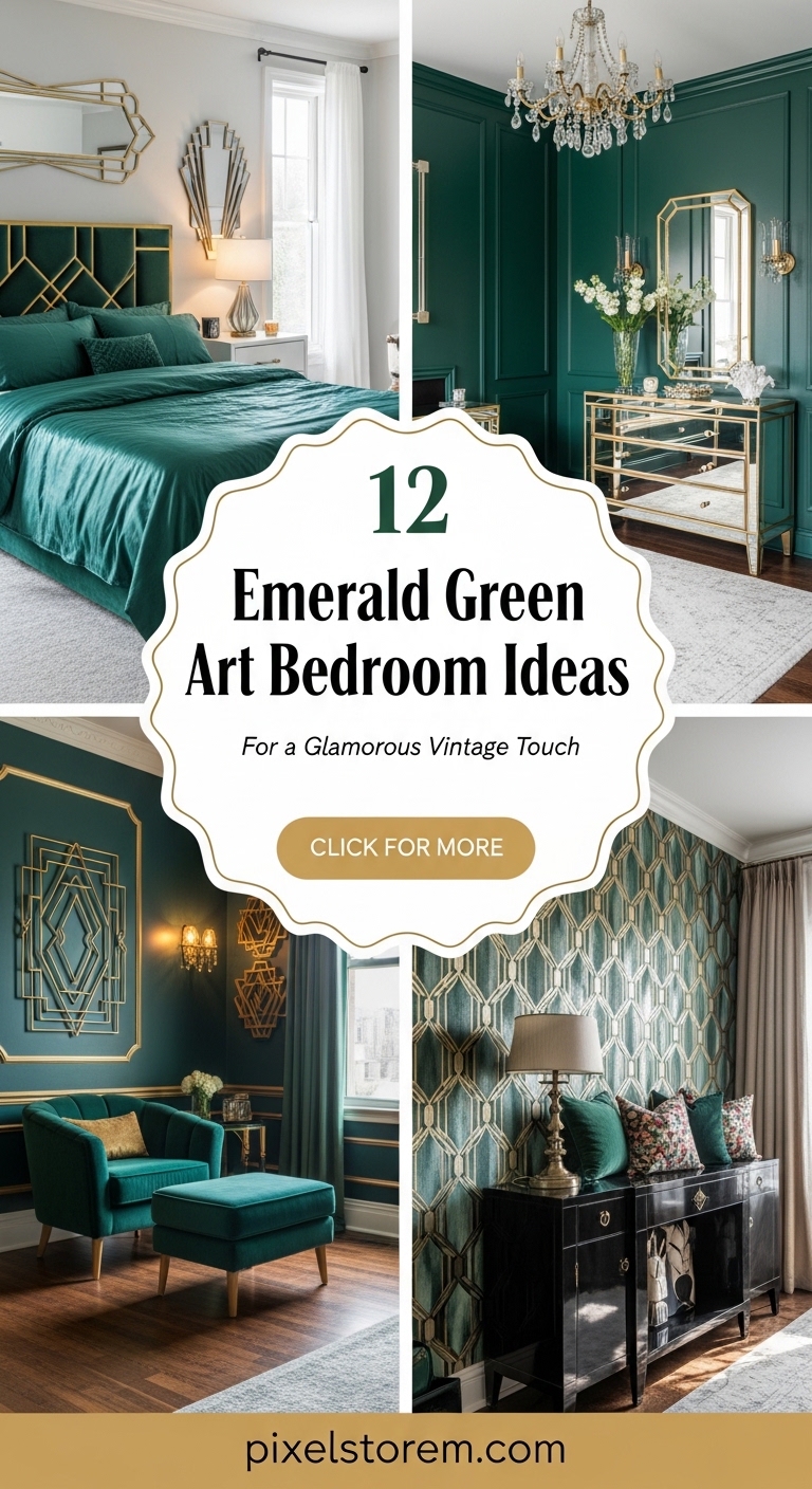 Emerald Green Art Deco Bedroom Ideas