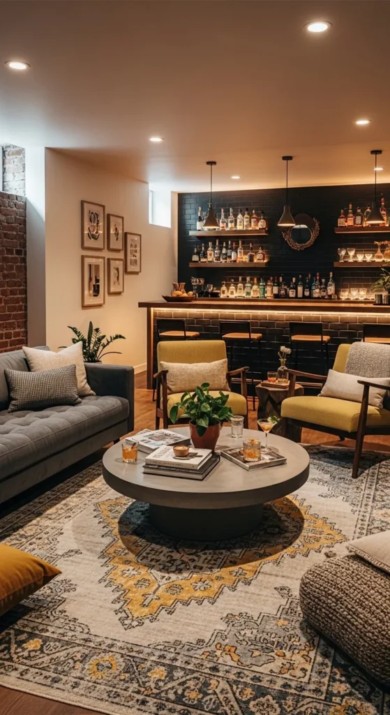 Basement Bar with Lounge Area