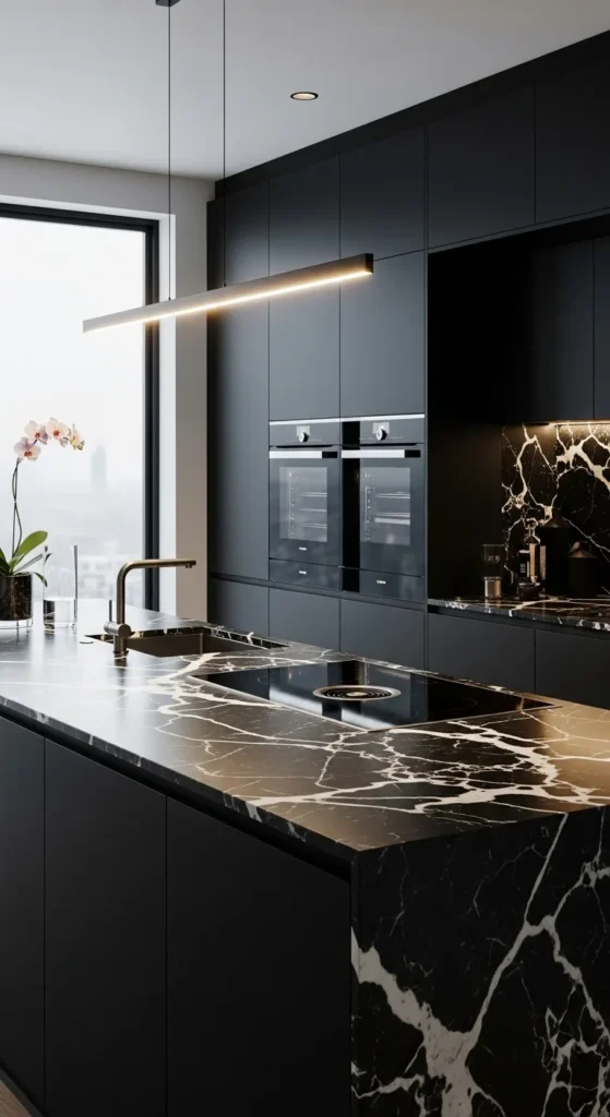 Black Marble or Stone Countertops