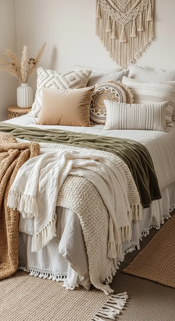 Layered Textures with Throws and Pillows