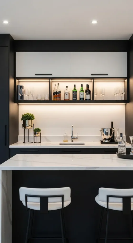 Modern Minimalist Basement Bar