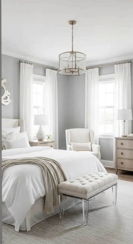 Soft Grey Walls with White Accents