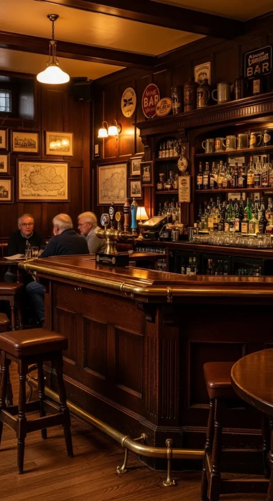 Vintage Pub Style Basement Bar