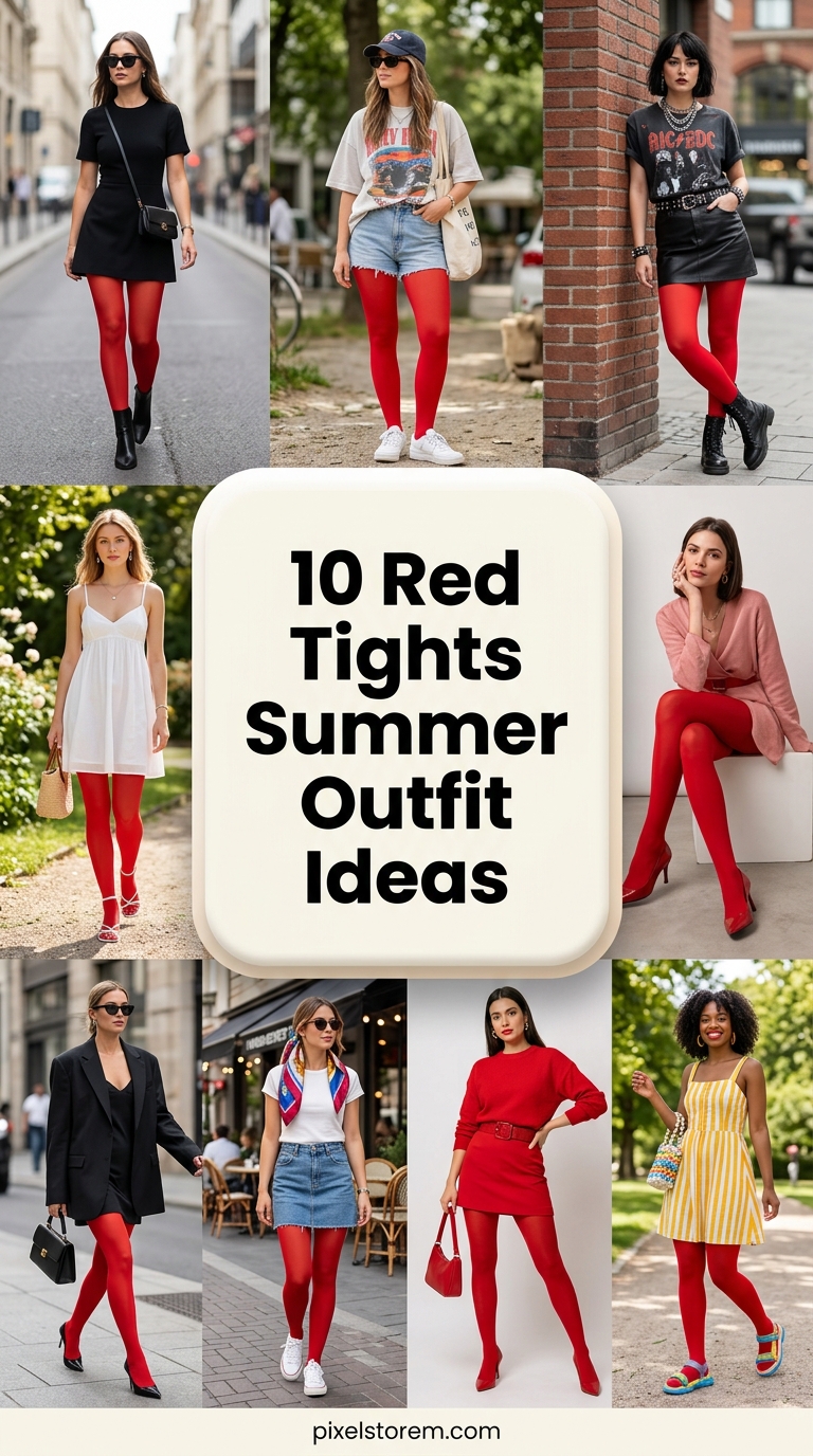 10 Red Tights Summer Outfit Ideas
