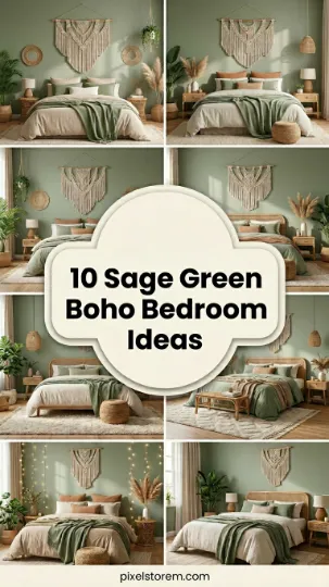 10 Sage Green Boho Bedroom Ideas