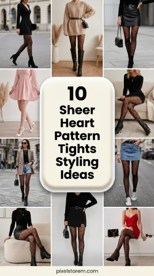 10 Sheer Heart Pattern Tights Styling Ideas
