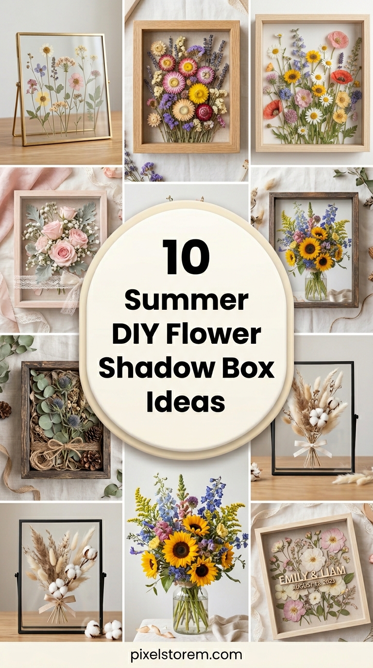 10 Summer DIY Flower Shadow Box Ideas