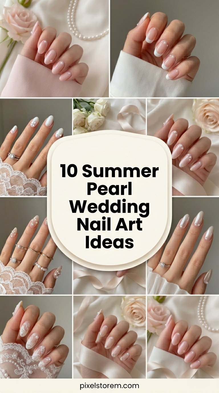 10 Summer Pearl Wedding Nail Art Ideas