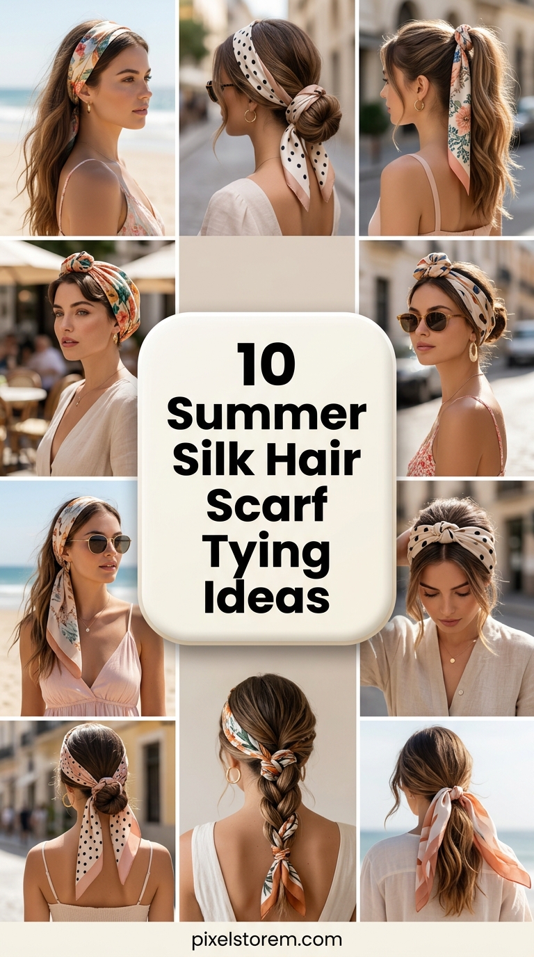 10 Summer Silk Hair Scarf Tying Ideas