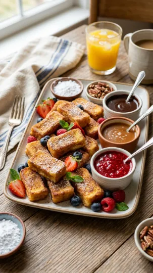 Mini French Toast Sticks with Dipping Sauces