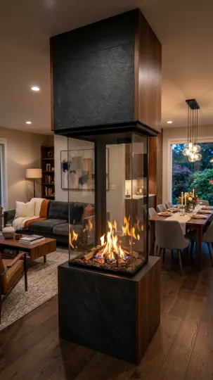 Double-Sided or See-Through Fireplace