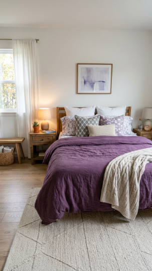 Purple Bedding as a Focal Point