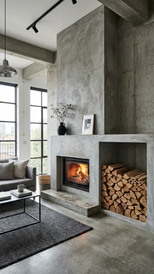 Concrete Surround Fireplace