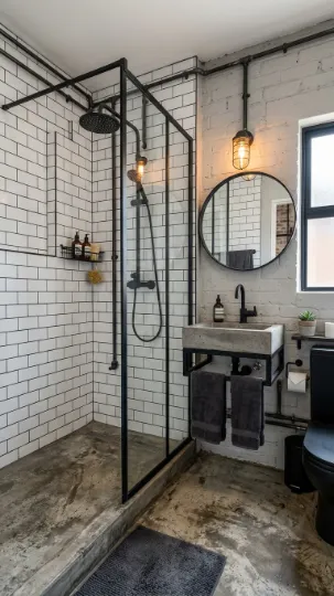 Industrial Style Doorless Shower