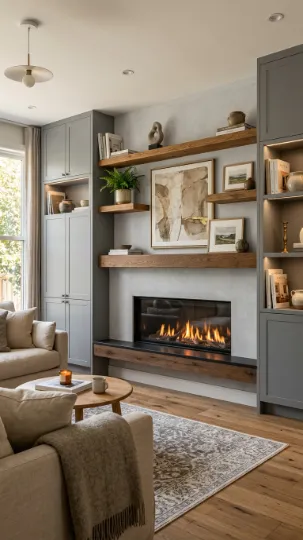 Built-In Shelving Fireplace