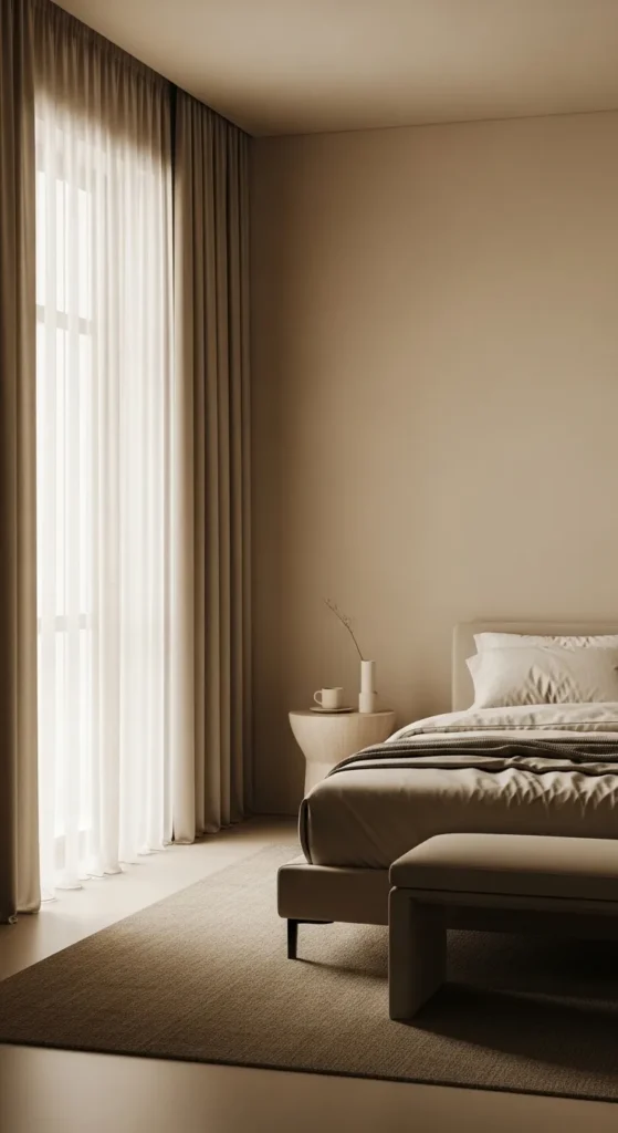 All-Beige Minimalist Bedroom