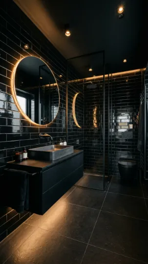 All-Black Bathroom for a Dramatic Look