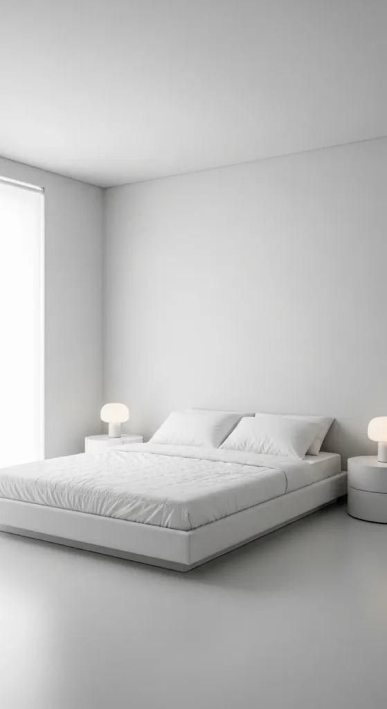 All-White Minimalist Bedroom