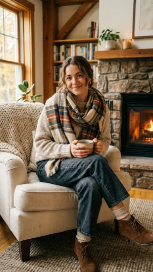Blanket Scarf with Casual Outfit