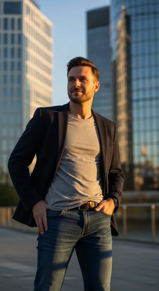 Blazer with T-Shirt and Jeans