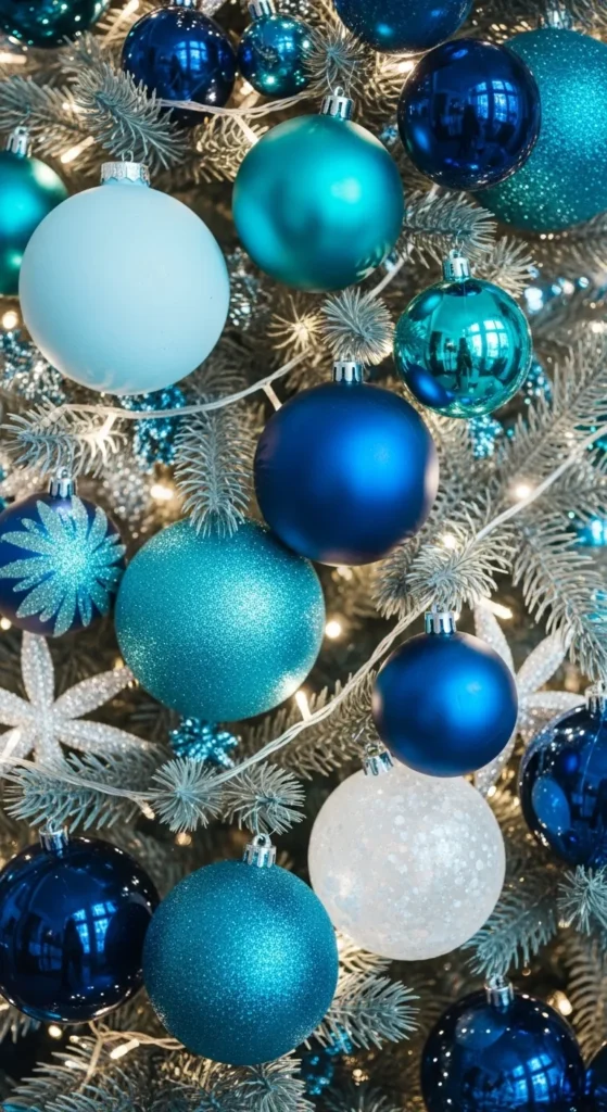 Blue Christmas Ornaments Mix