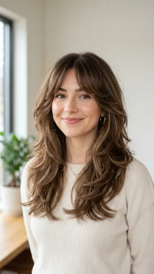 Butterfly Cut with Curtain Bangs