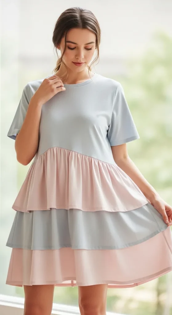Cotton Dress with Subtle Layers