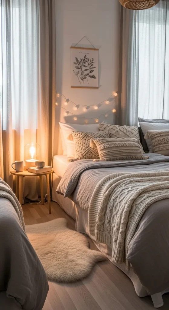 Cozy Layered Bedding Bedroom