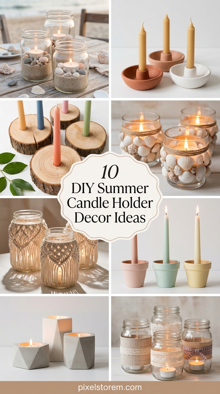 10 DIY Summer Candle Holder Decor Ideas