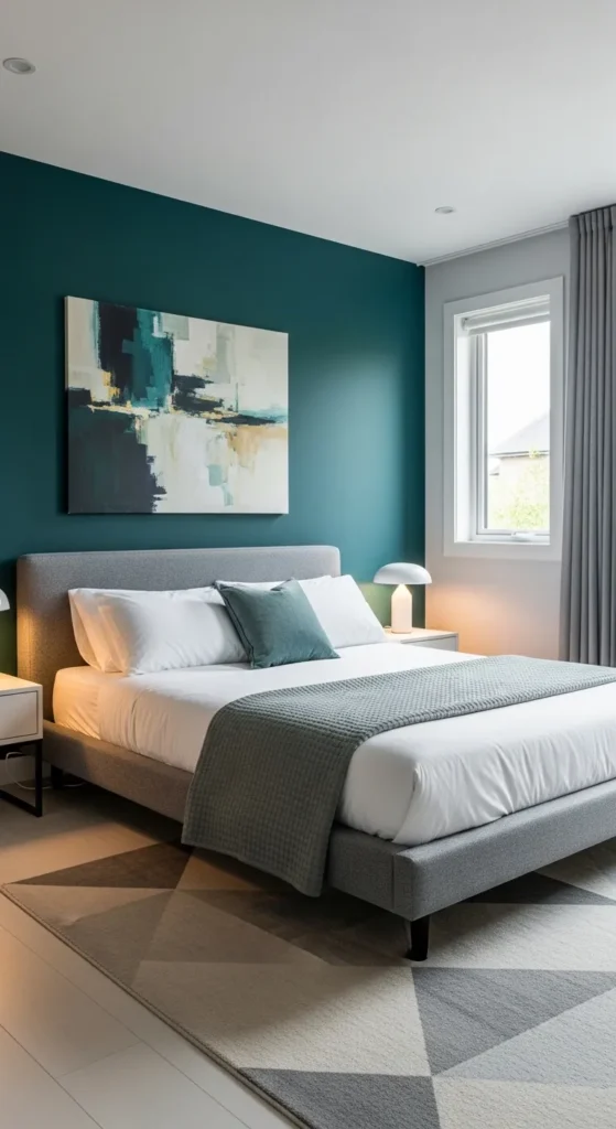 Dark Teal Accent Wall