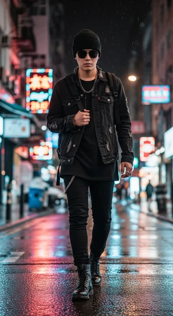 Denim Jacket with Black Outfit