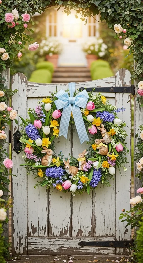 Easter-Themed Wreath on Gate