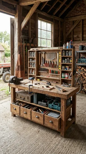 Farmhouse Workbench Area