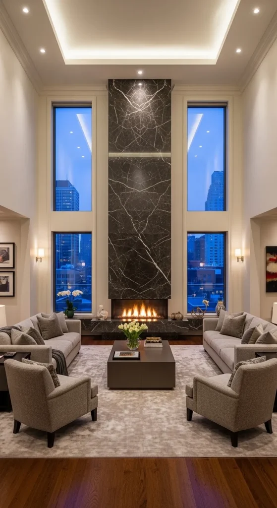 Floor-to-Ceiling Fireplace