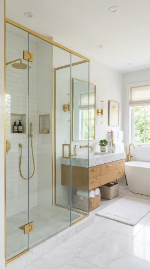 Gold Shower Frames and Glass Details