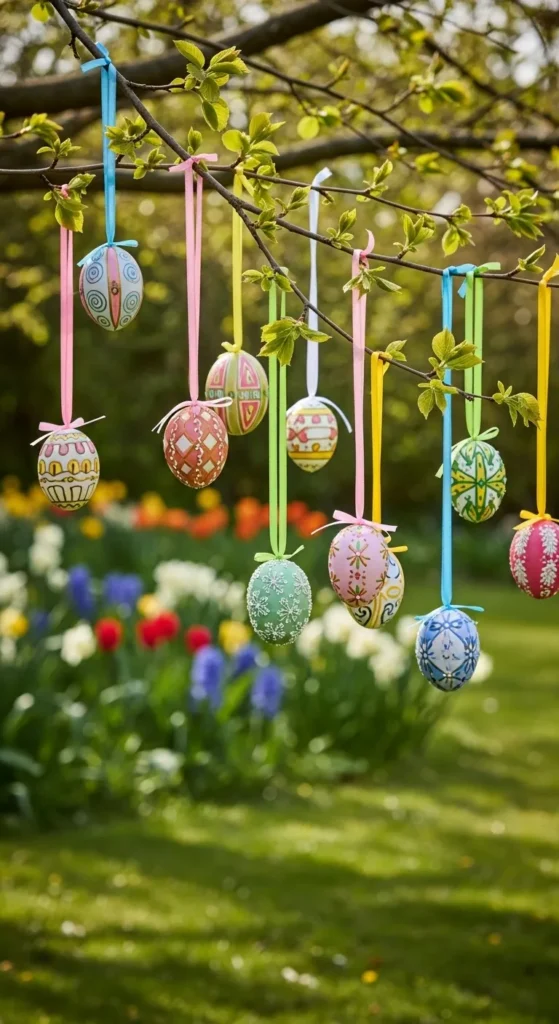 Hanging Egg Decorations on Trees