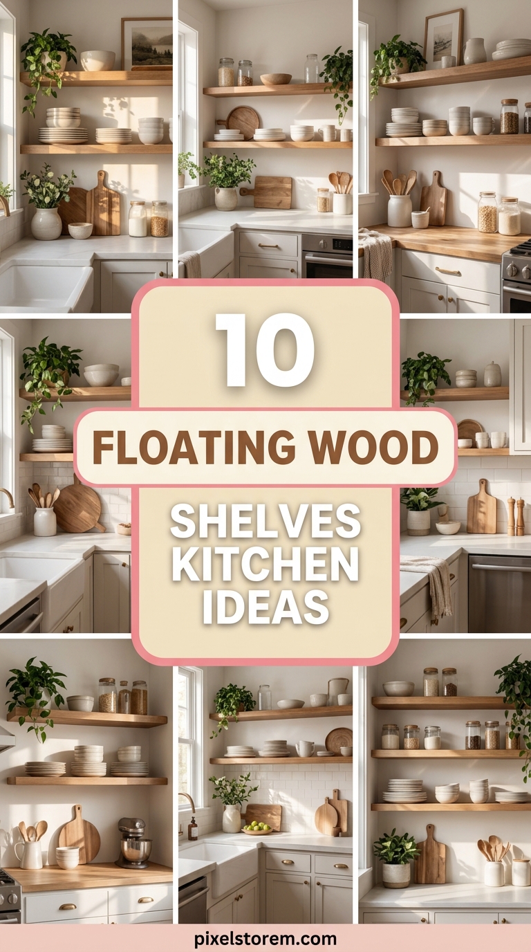 10 Floating Wood Shelves Kitchen Ideas for a Warm Modern Look