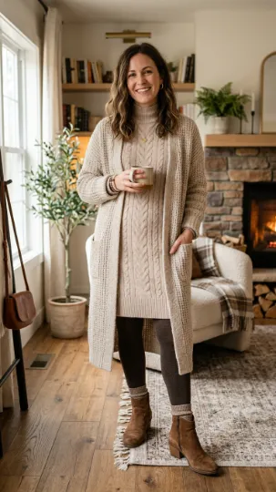 Knit Dress with Cardigan